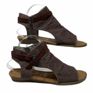 Blowfish Safari Brown Canvas Low wedge Sandals Size 10